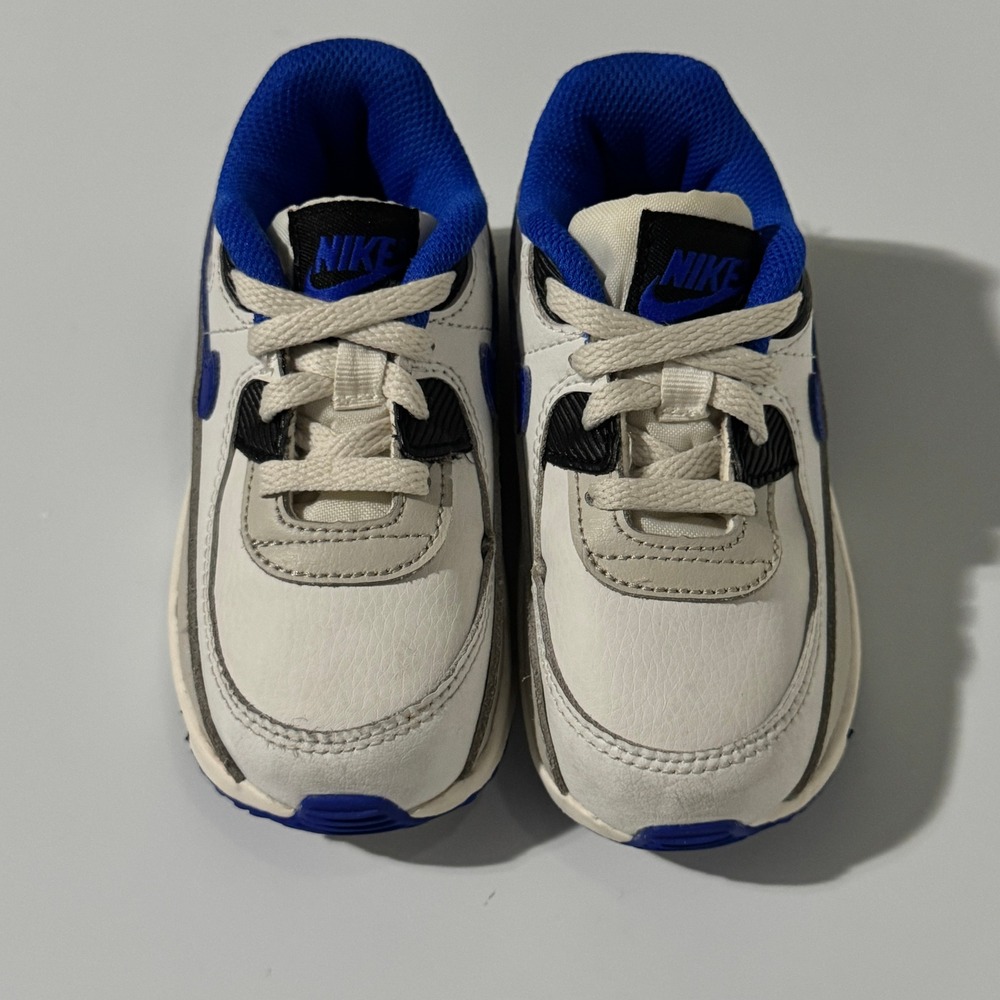 Nike Air Max 90 Toddler White Hyper Royal Black Sneakers DV3609-100 Size 8C